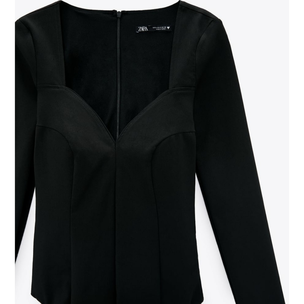 🔥ZARA Sweetheart Neckline Bodysuit
